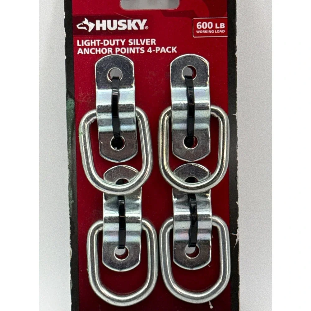 Husky Light Duty Silver Anchor Points 4 Pack 600 lb Working Load Tie Down Rings